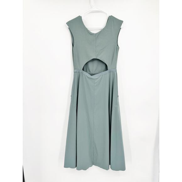 Athleta Ryder Sage Sleeveless A-Line Athleisure Midi Dress w Pockets Size Small - Picture 4 of 5